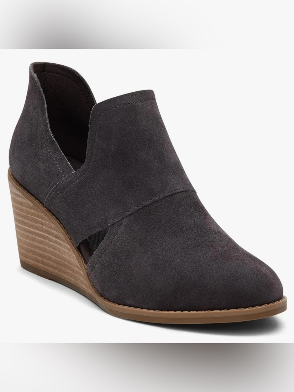 Toms Wedge Booties Kallie Cutout Gray Suede Women’s Size 8